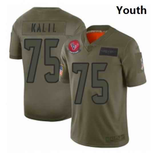 Youth Houston Texans 75 Matt Kalil Limited Camo 2019 Salute to Service Football Jersey